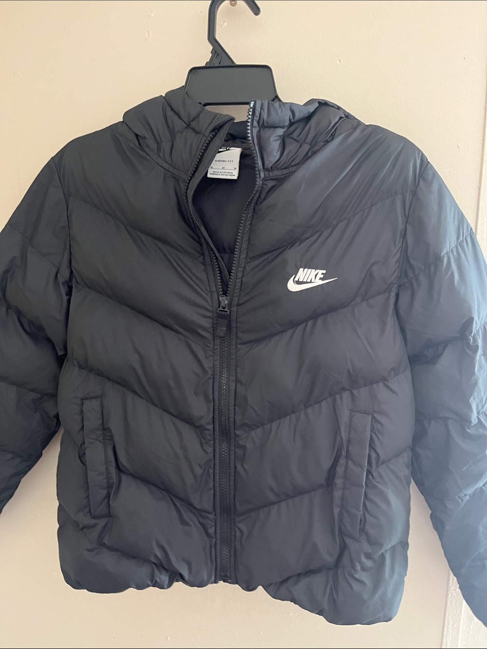 Nike Black Quilted Hooded Puffer Jacket